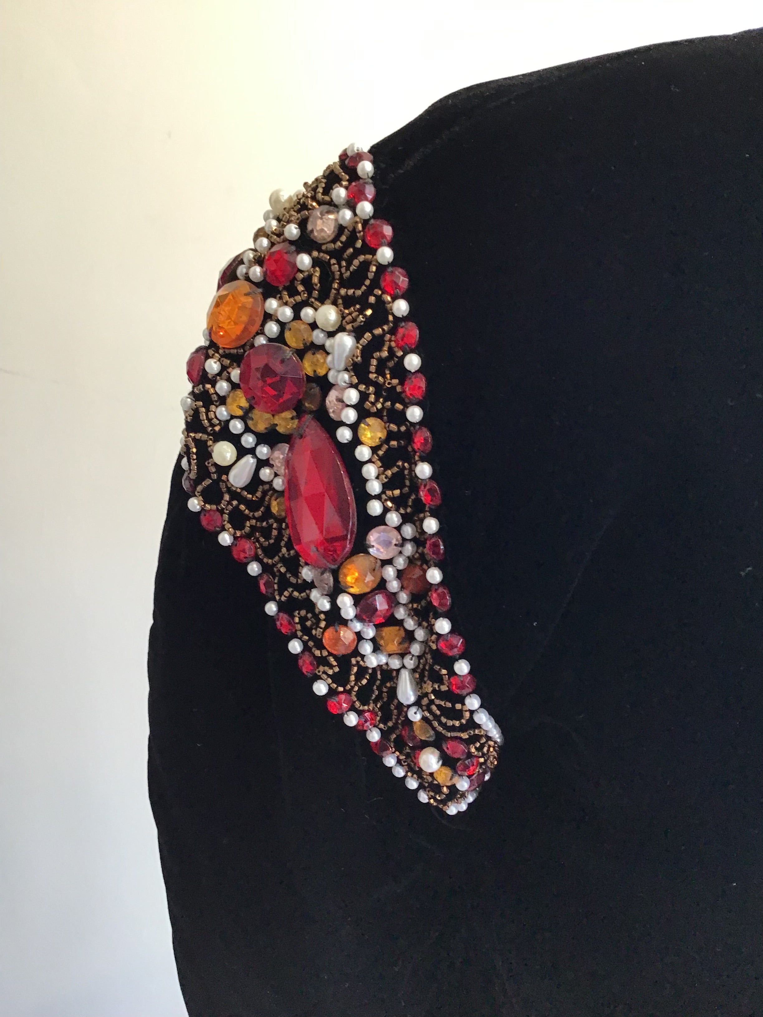 1980’s Krizia Black Silk Velvet Buster and Crop Jacket Size 8