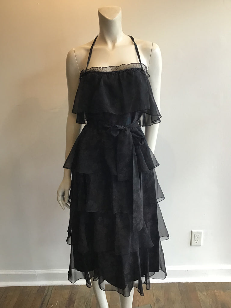 1970's Black Tiered Dress
