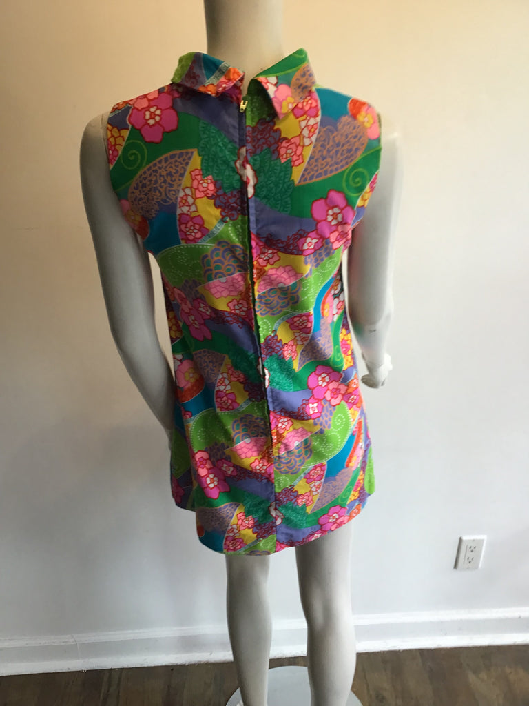 1960’s Cotton Multicolor Janet Lynn Mini Dress Size 6