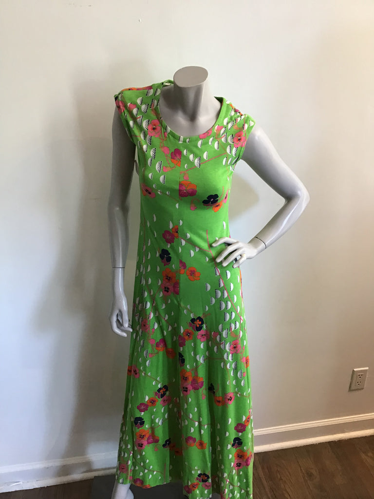 1970's Gloria Sachs Printed Maxi Dress