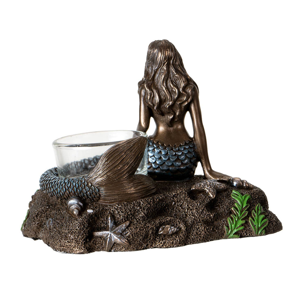 Bronze Look Resin Mermaid Votive Candle Holder
