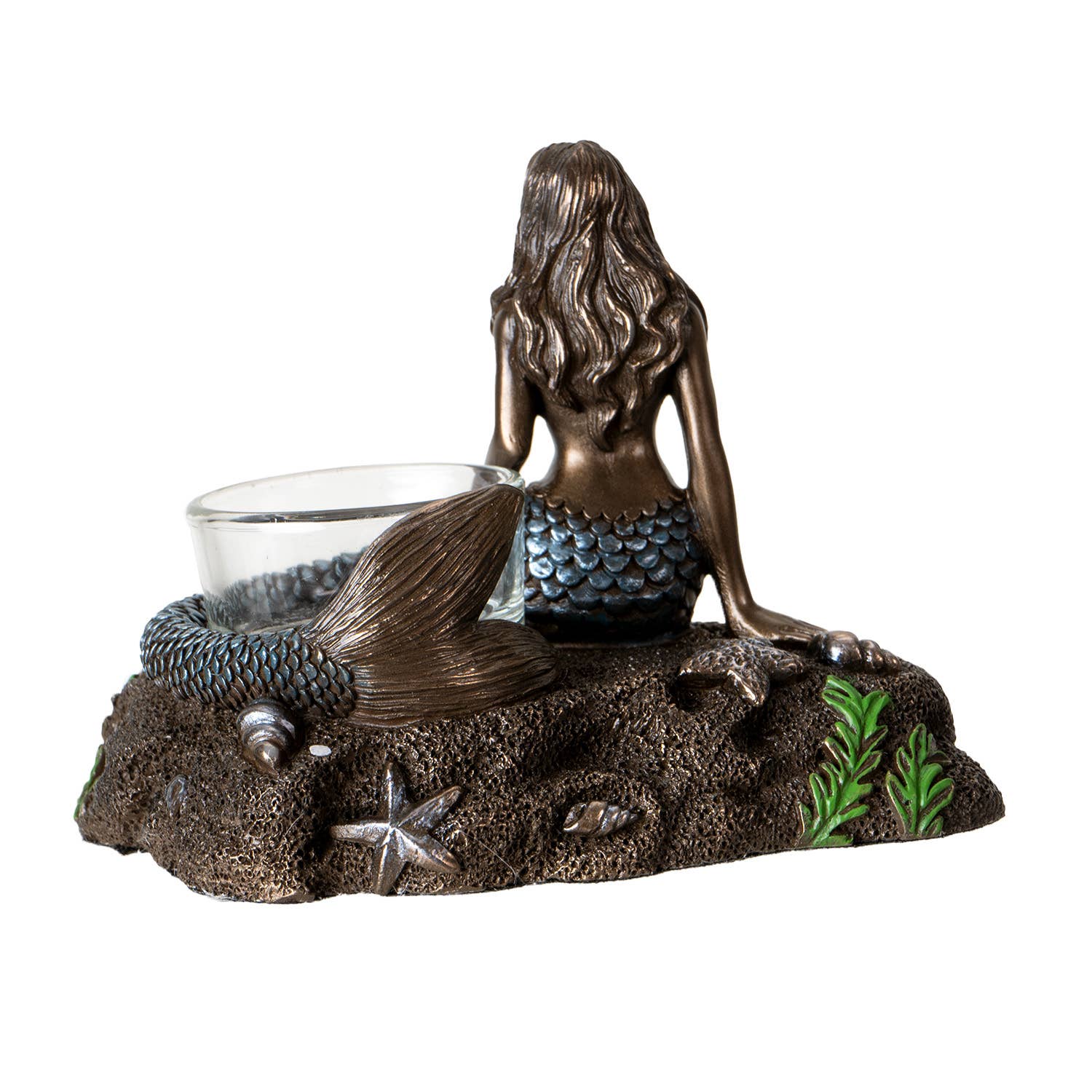 Bronze Look Resin Mermaid Votive Candle Holder