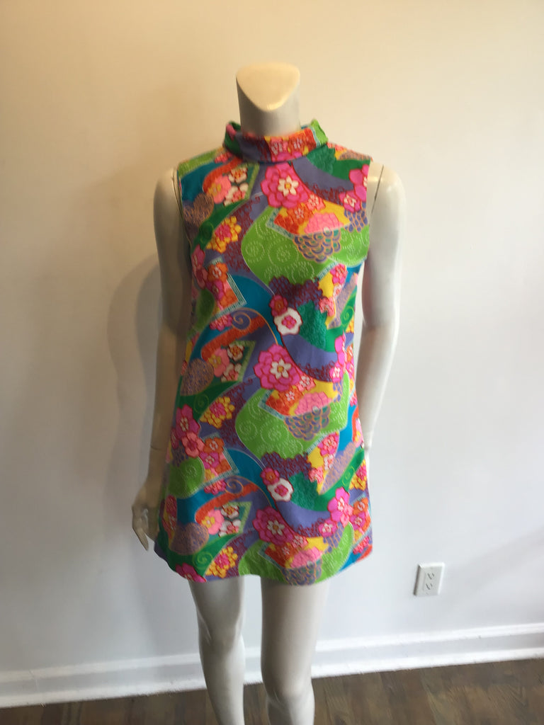 1960’s Cotton Multicolor Janet Lynn Mini Dress Size 6