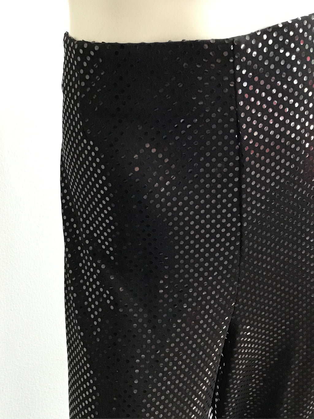 1990s Black Sequined Palazzo Pants by Deanna Cushing Palm Beach Size 14