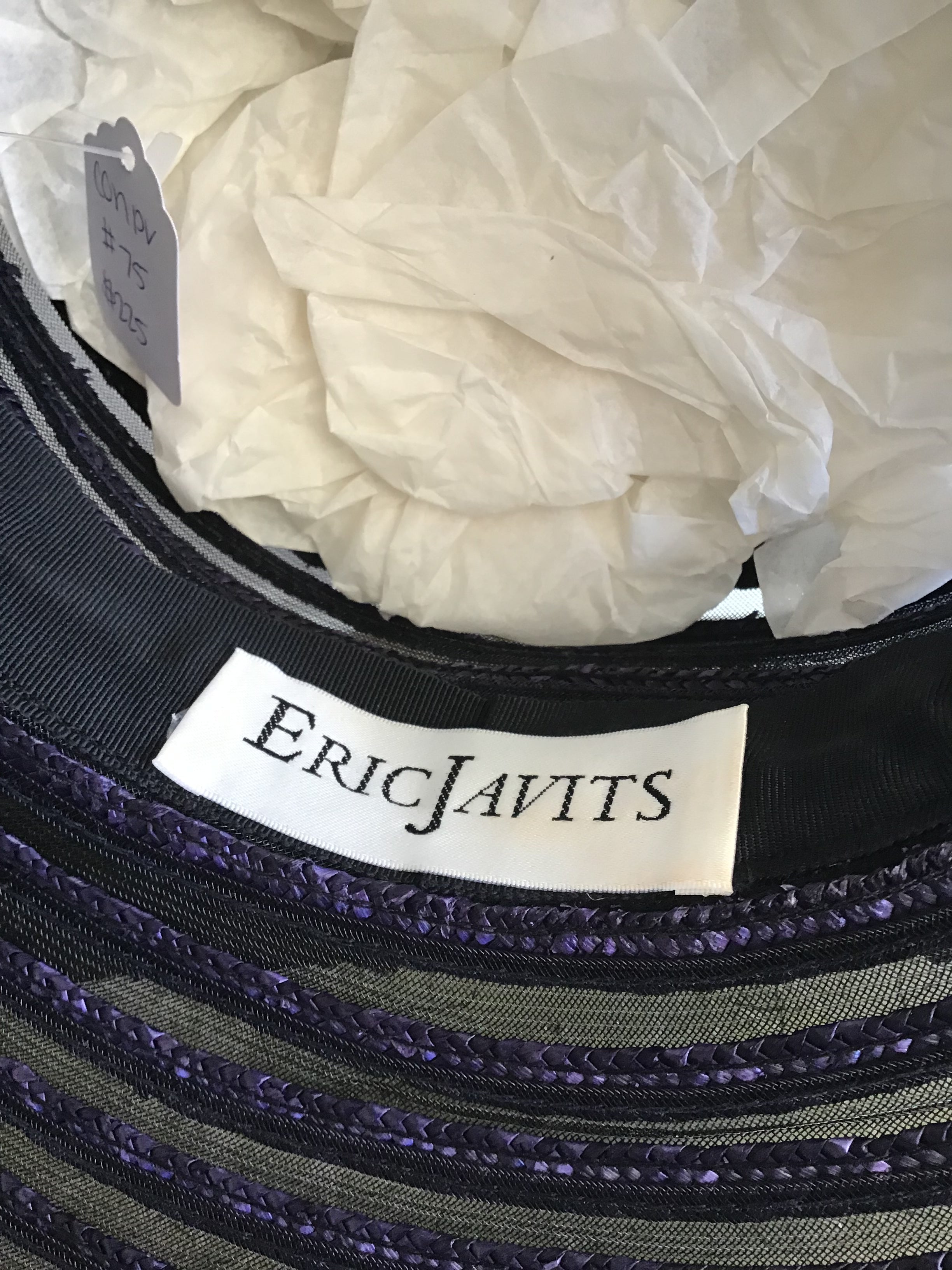 1990s Eric Javits Purple and Black  Horsehair hat