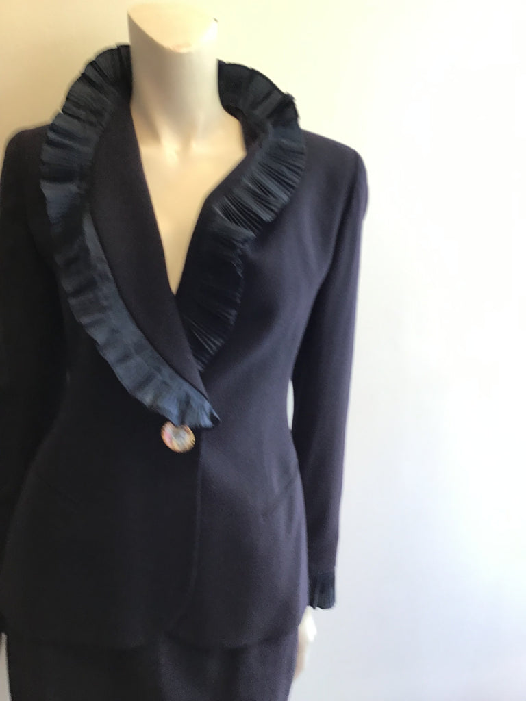 1980’s Navy Blue Wool Christian  Dior Suit Size 6