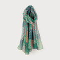 Blue Lightweight Scarf with Ditsy Flower Print