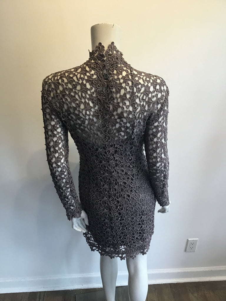 1990s Severin Cotton and Rayon Lace Dress with Slip Size 8