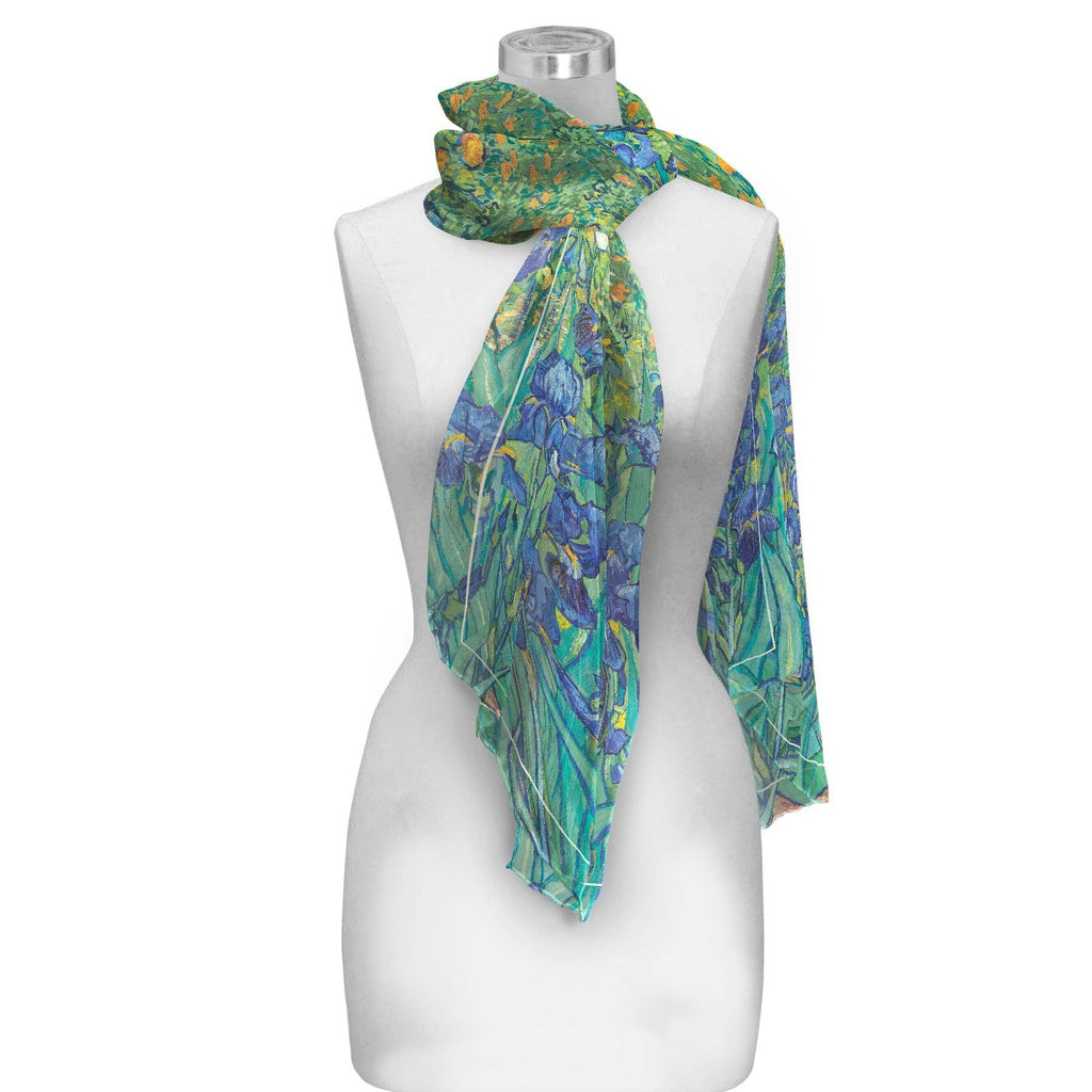 Van Gogh Irises Long Sheer Scarf – Lightweight, Elegant, Silky-Soft