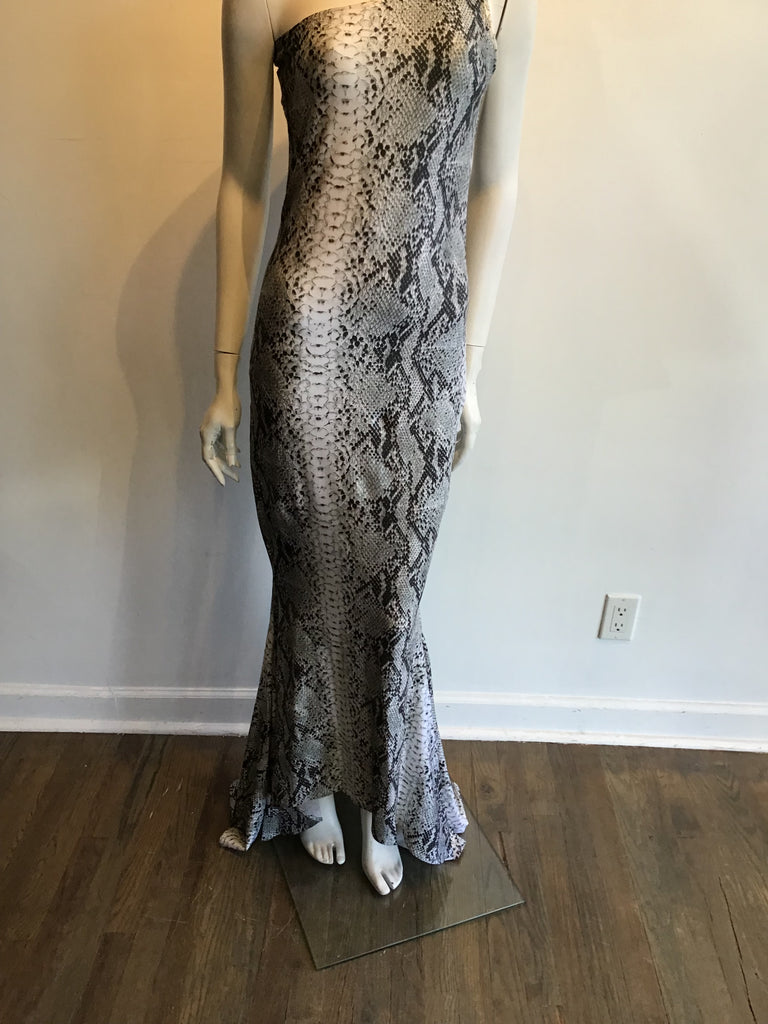 1980s Black/White Python Print Patrick Kelly Evening Gown Size 2 Never Worn