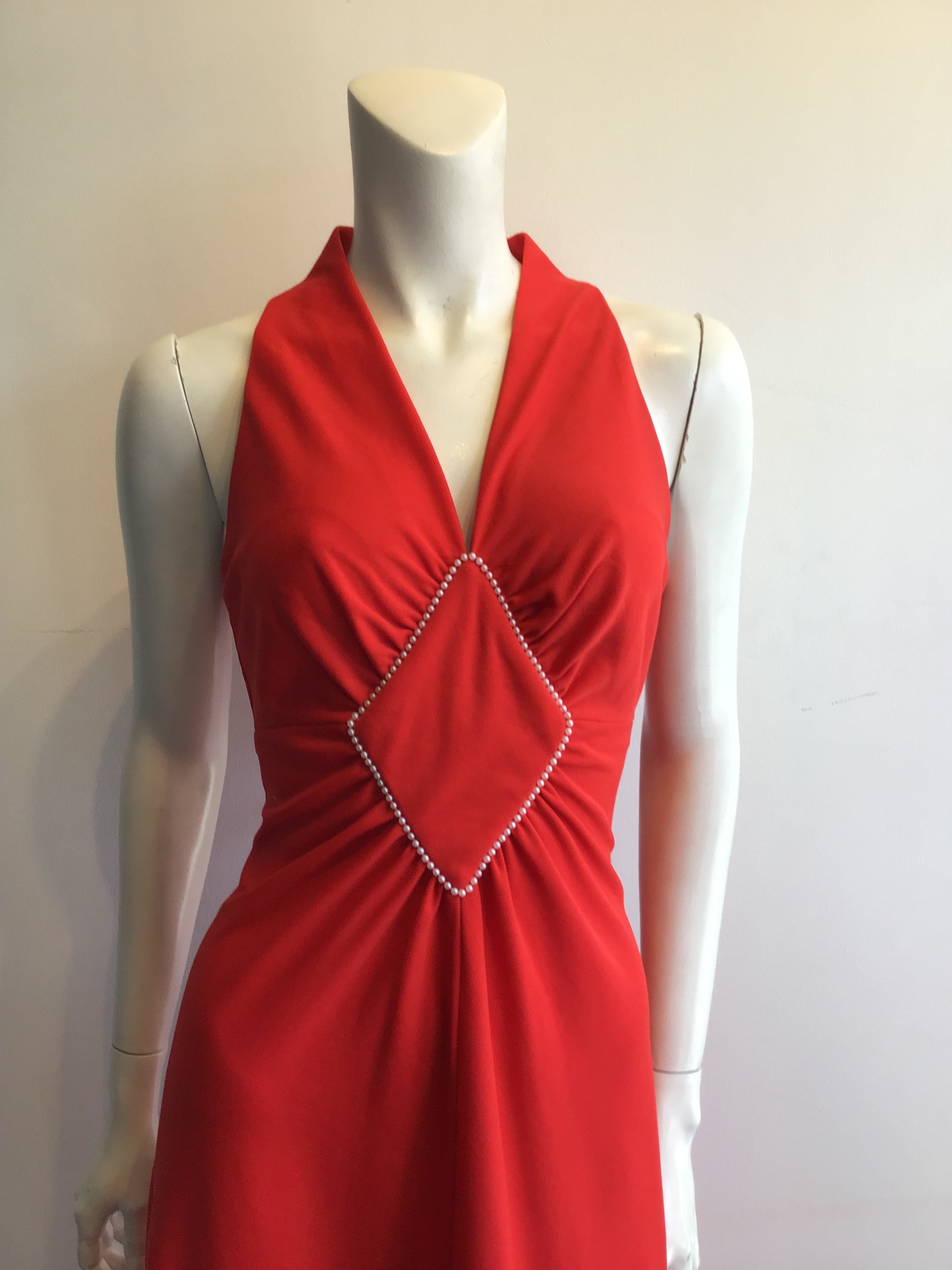 1970’s Tomato Red Polyester Dress Size 6