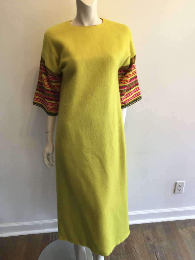 1960’s Canary Yellow Mohair Wool Dress Size 4
