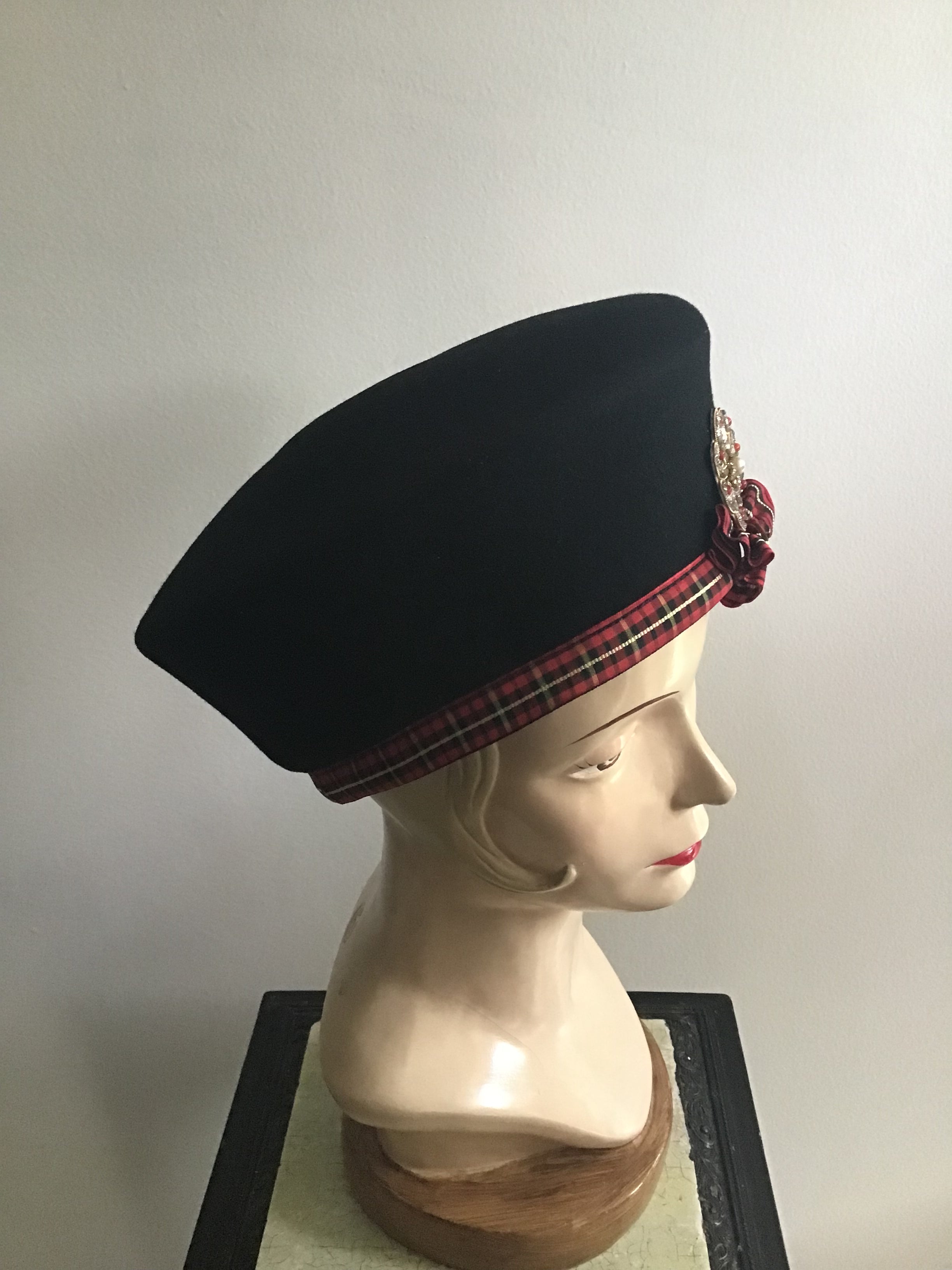 1980s Tam with Red Plaid Trim