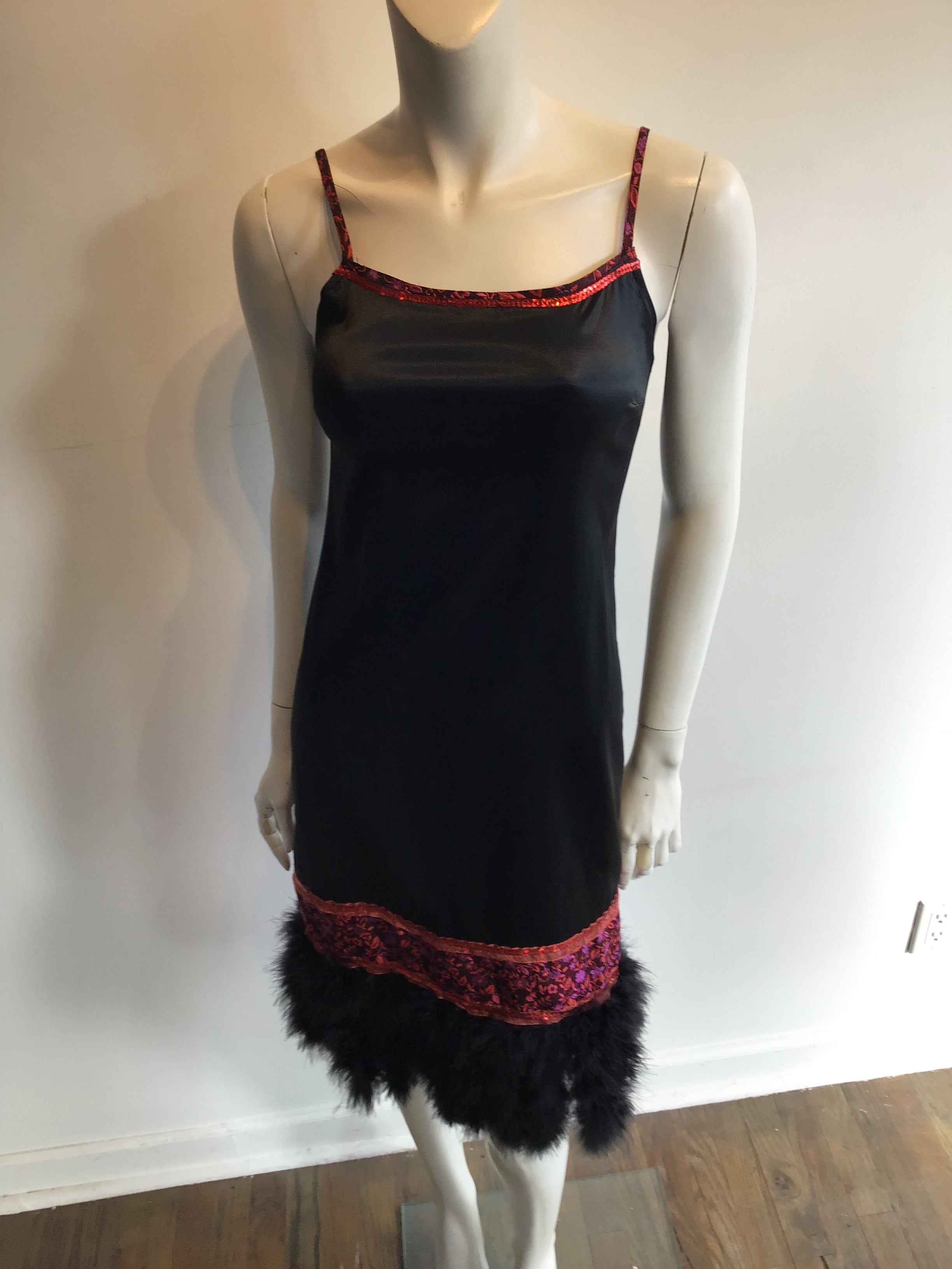 2000 Lu Lu Paris Black Acetate Party Dress Size 4