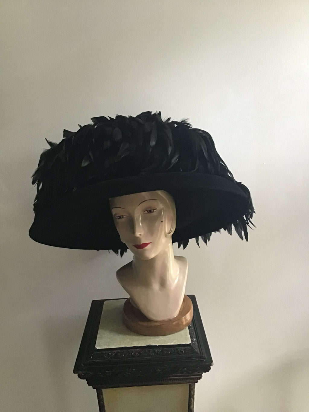 1999 B Michael Couture Black Hat with Feathers