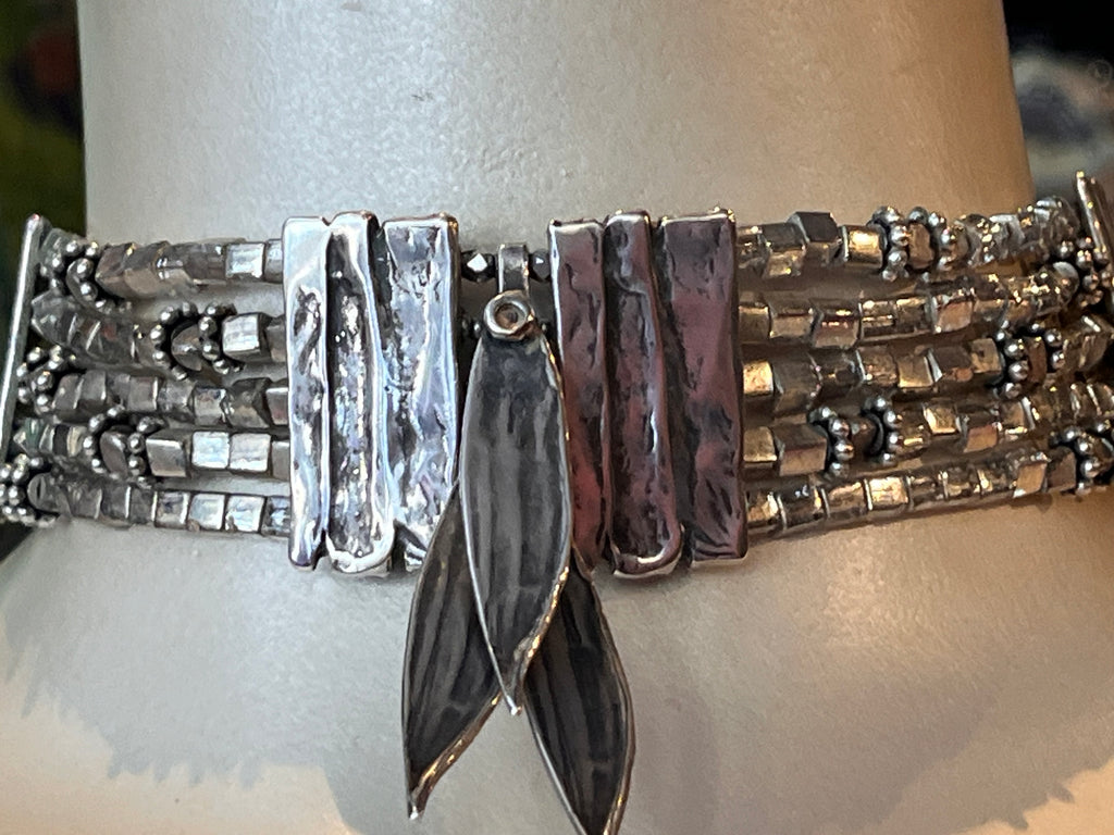 STERLING SILVER /CRYSTAL VINTAGE CHOKER SIGNED MARY & DOUG HANCOCK