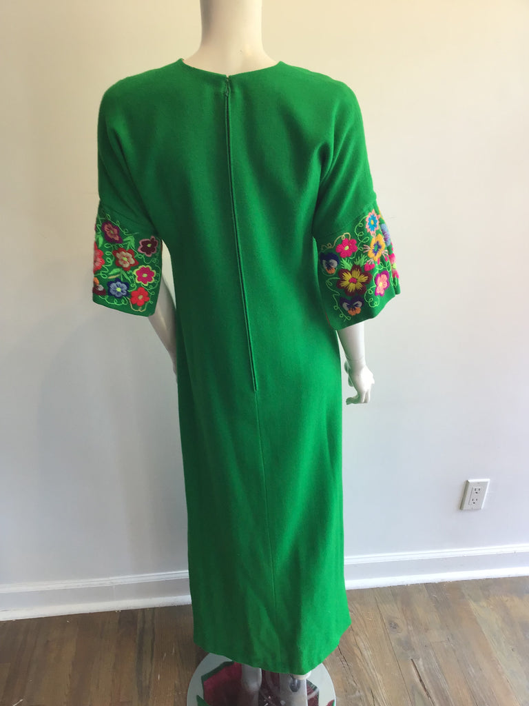 1960’s Green Wool  Maxi Dress Size 4