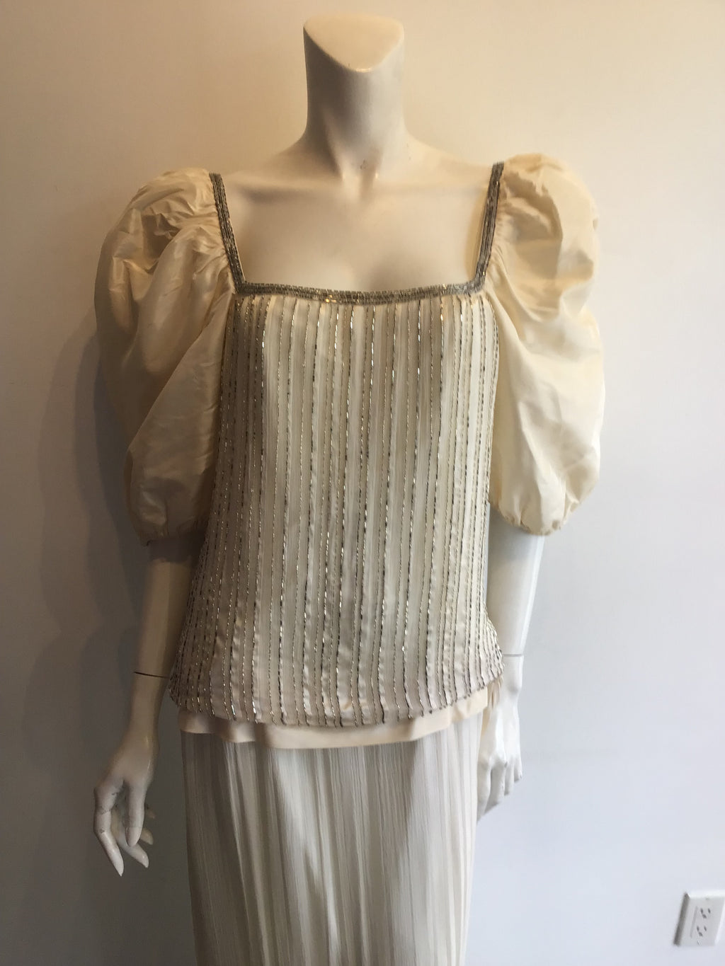 1980’s Cream Silk Taffeta Evening Gown Size 10