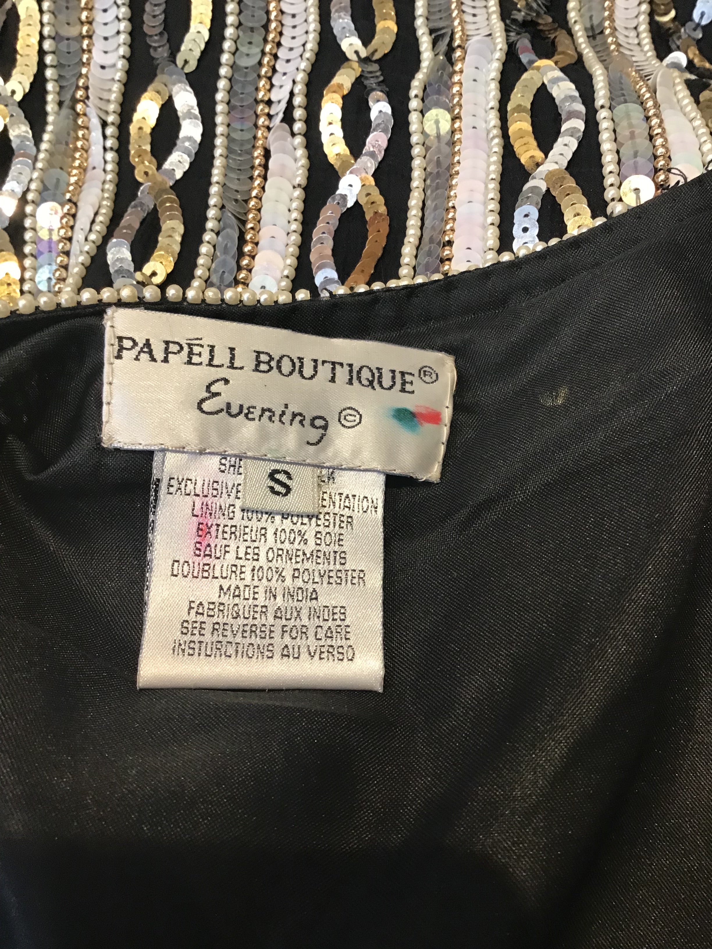 1980’s Papéll Gold/Silver Silk Sequined Evening Jacket Size 10
