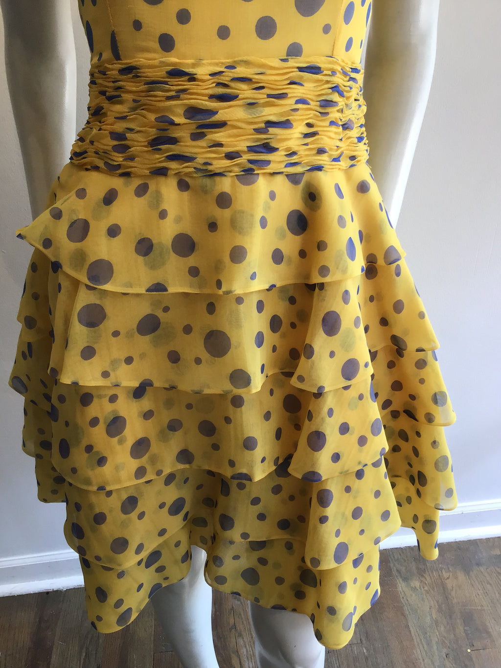 1980’s Valentino Silk Chiffon Yellow Dress Size 10