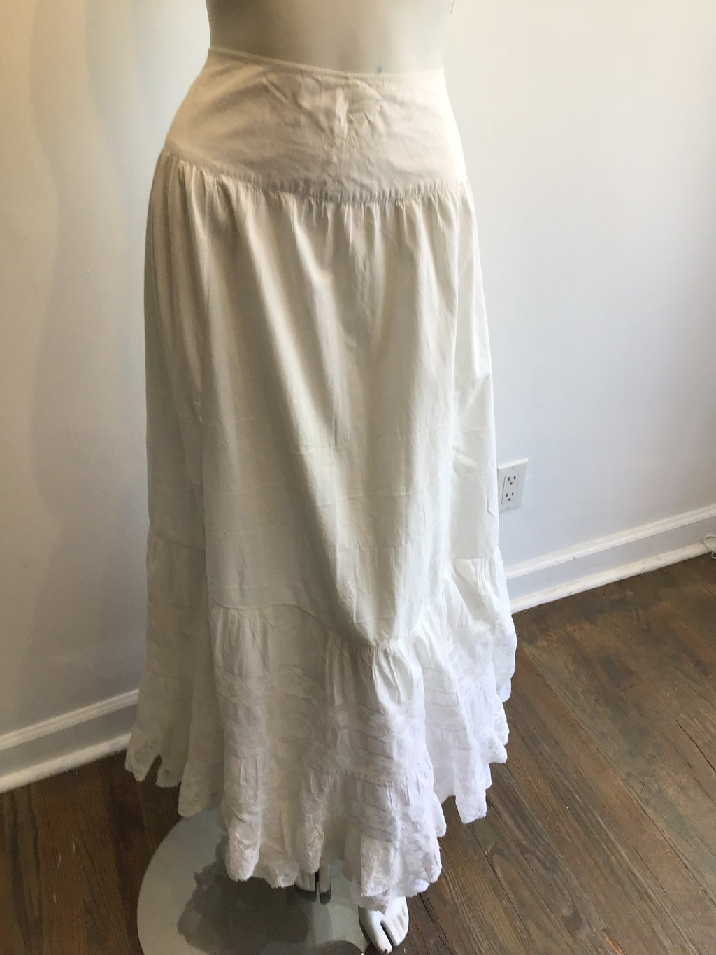 Victorian White Cotton and Lace Petticoat