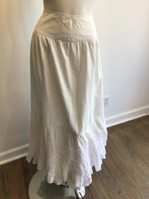 Victorian White Cotton and Lace Petticoat