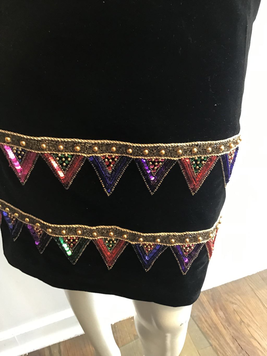 1980’s Black Silk Velvet Escada Skirt Size 4