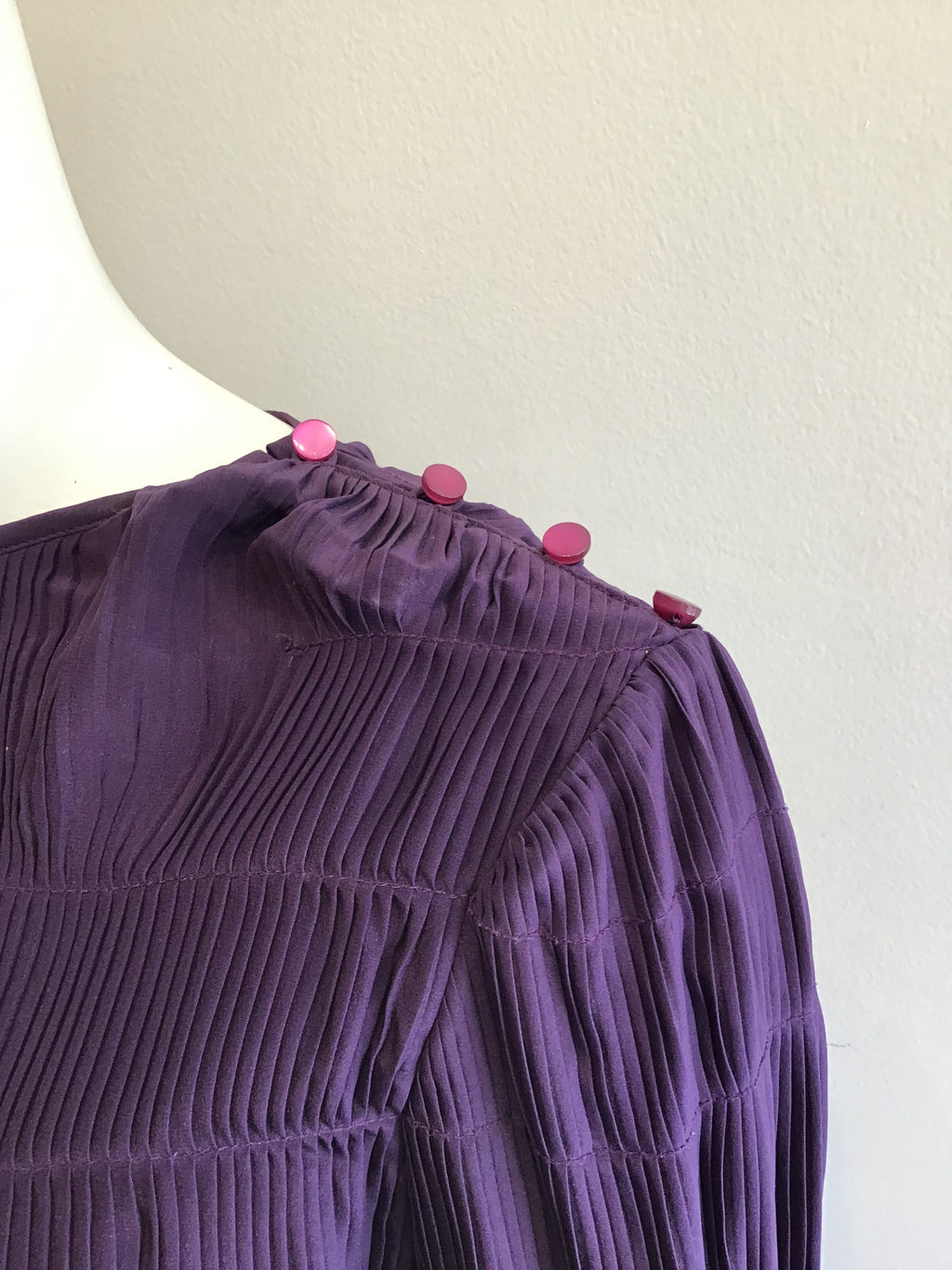 1980’s Plum Pleated Polyester Top Size 12