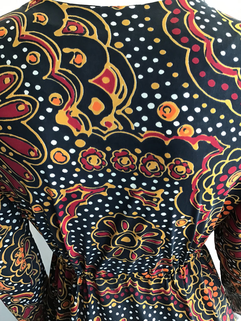 1970s Vanity Fair Printed Polyester Maxi Dress Size 8
