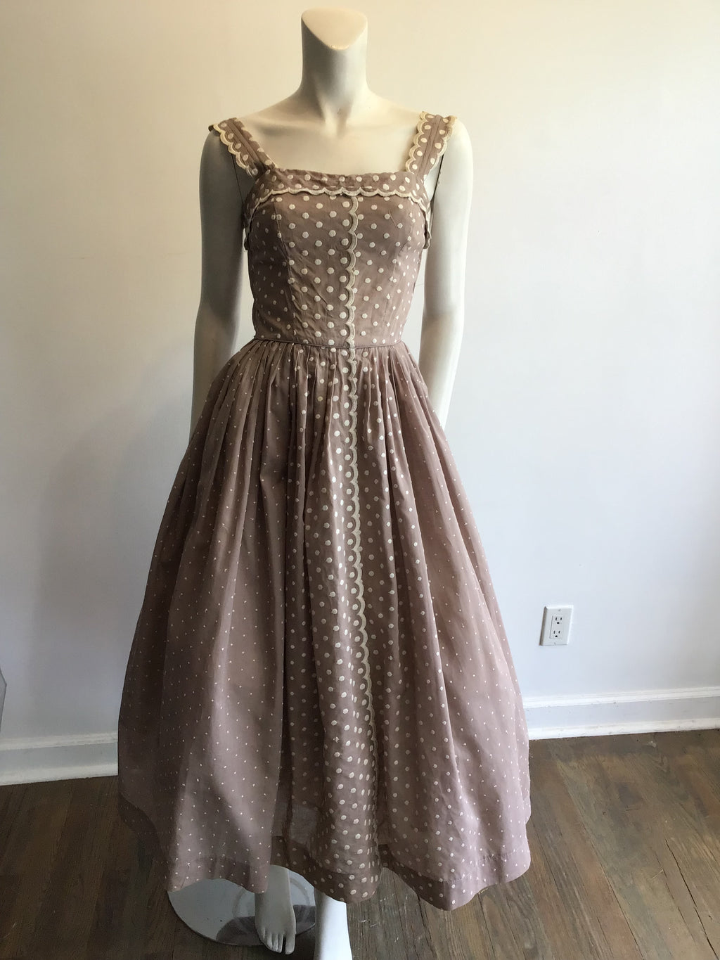 1950’s Taupe Cotton Day Dress Size 0