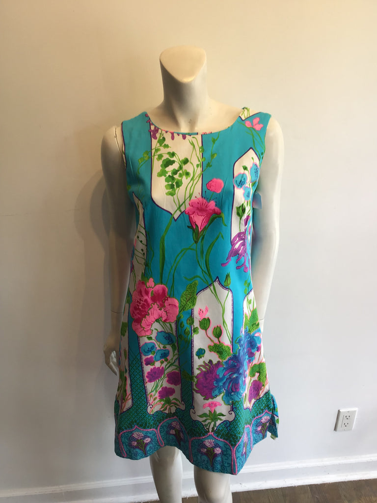 1960’s Cotton Blue/Pink/Purple Janet Lynn Shift Dress Size 8