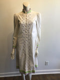 1970’s White Cotton Mary O’Donnell Embroidered Day Dress Size 4