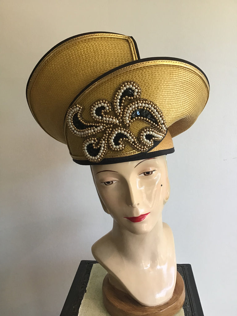 1990s Straw hat done in the 1940s Style