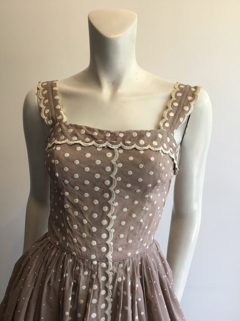 1950’s Taupe Cotton Day Dress Size 0