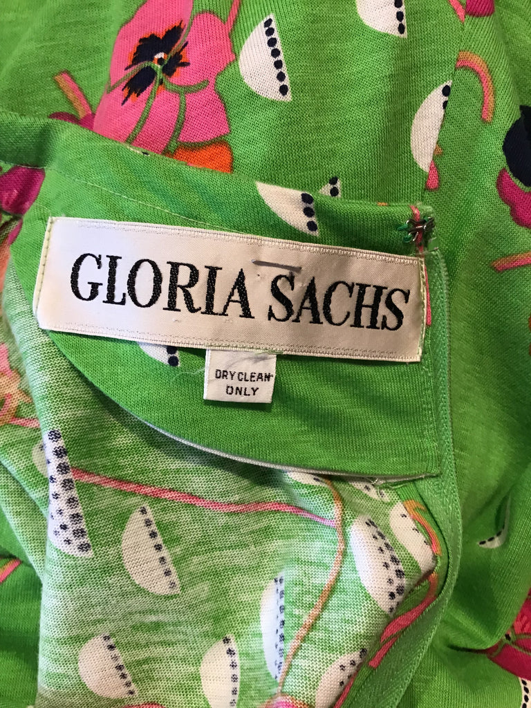 1970's Gloria Sachs Printed Maxi Dress