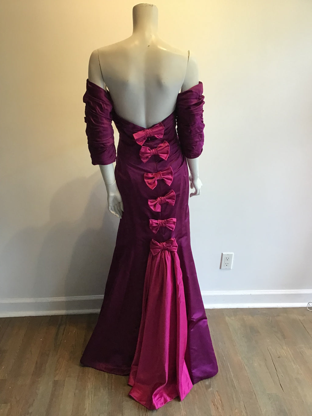 1980’s Plum Silk Satin Evening Gown Size 10