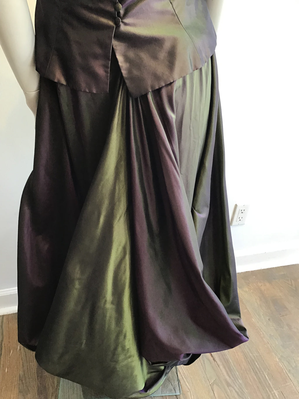1990’s Maria Pinto Silk Taffeta Green/Purple 3 Piece Evening Ensemble Size 6