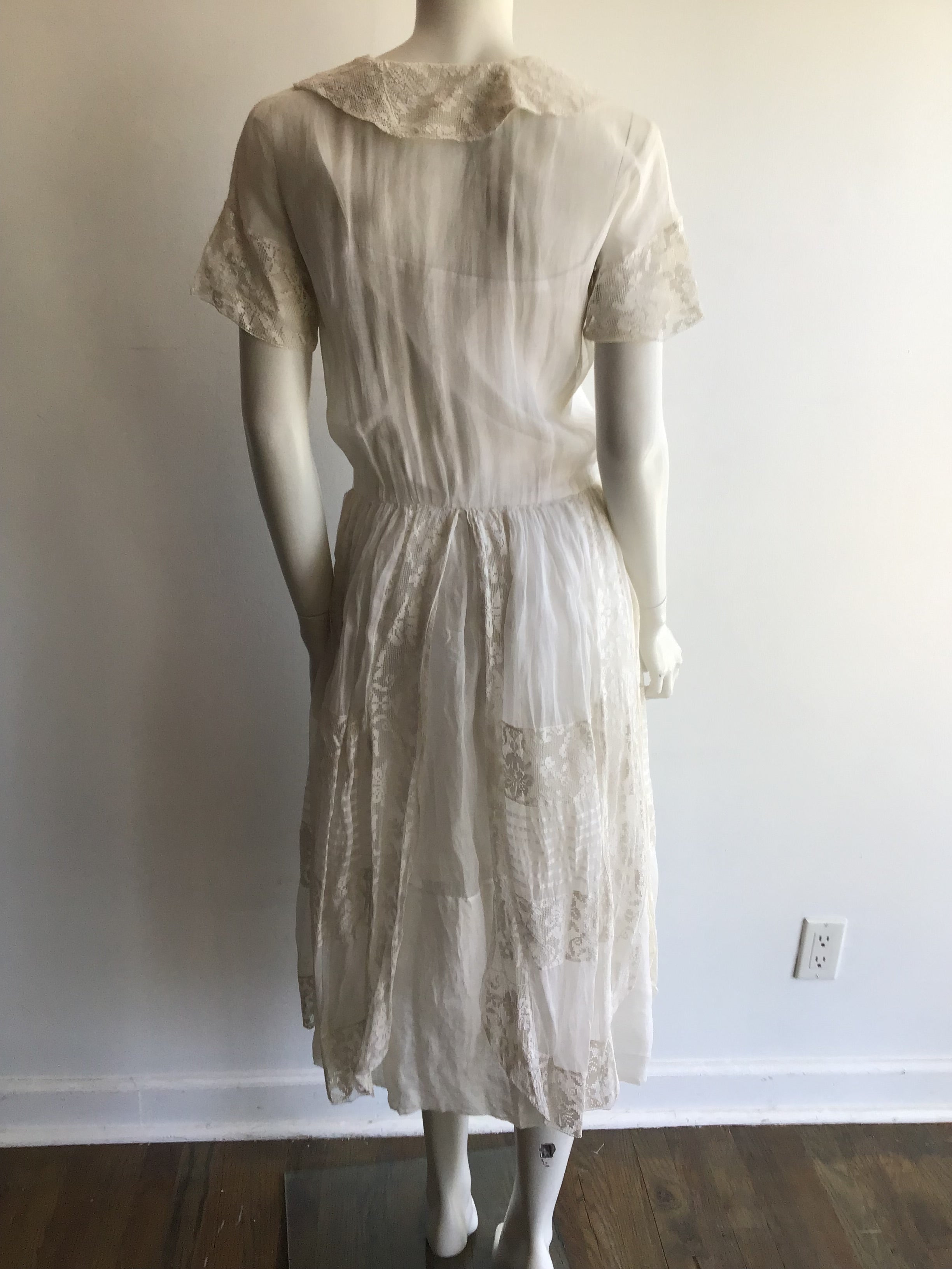 1918 White Cotton Lawn Dress Size 8