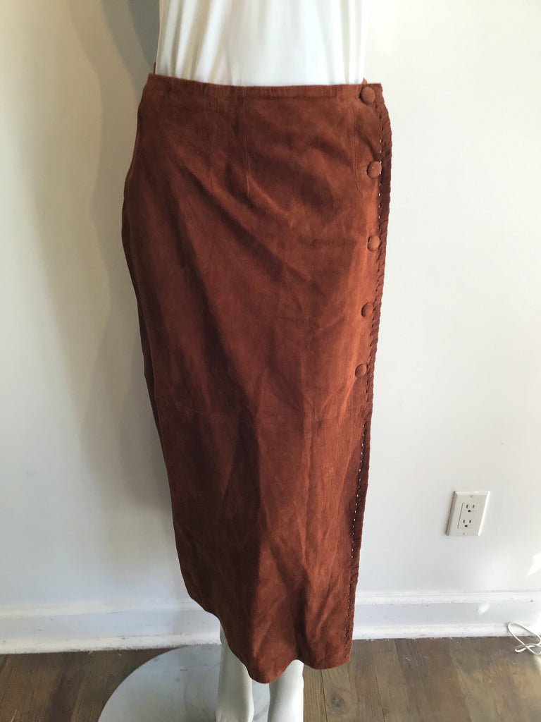 1990’s Carmel Suede Skirt with Buttons Size 8