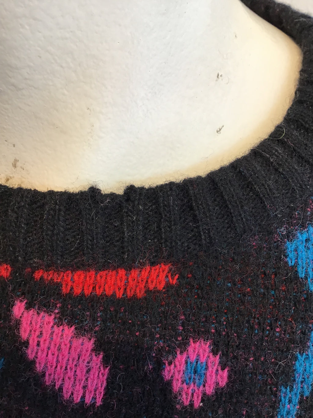 1970’s Valentino Blue, Pink and Black Wool Sweater Size 6