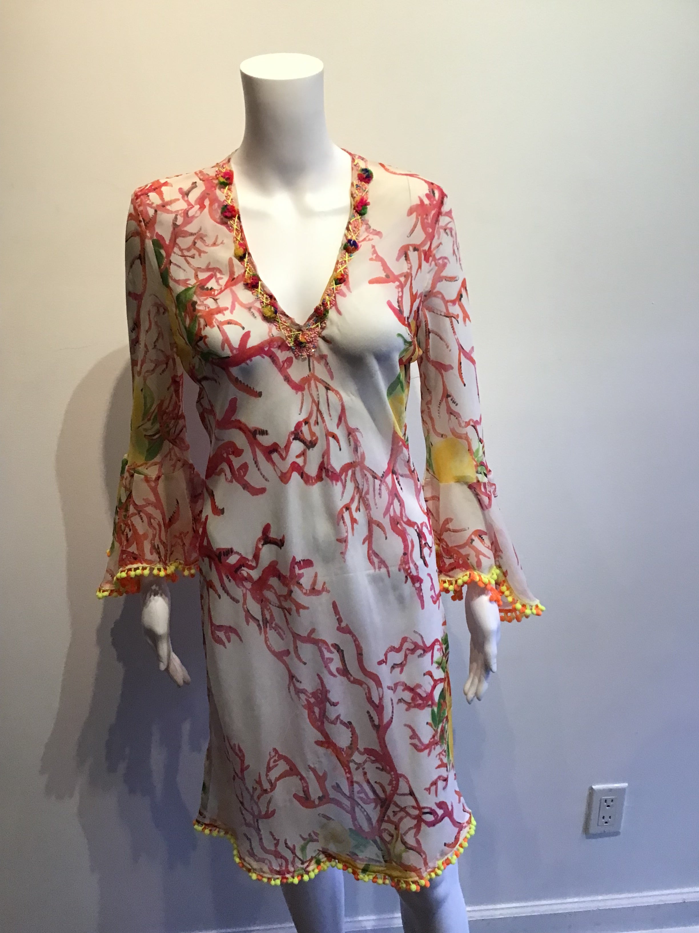 2000’s Antica Satoria Multicolor Polyester Beach Coverup/Dress Size 6/8