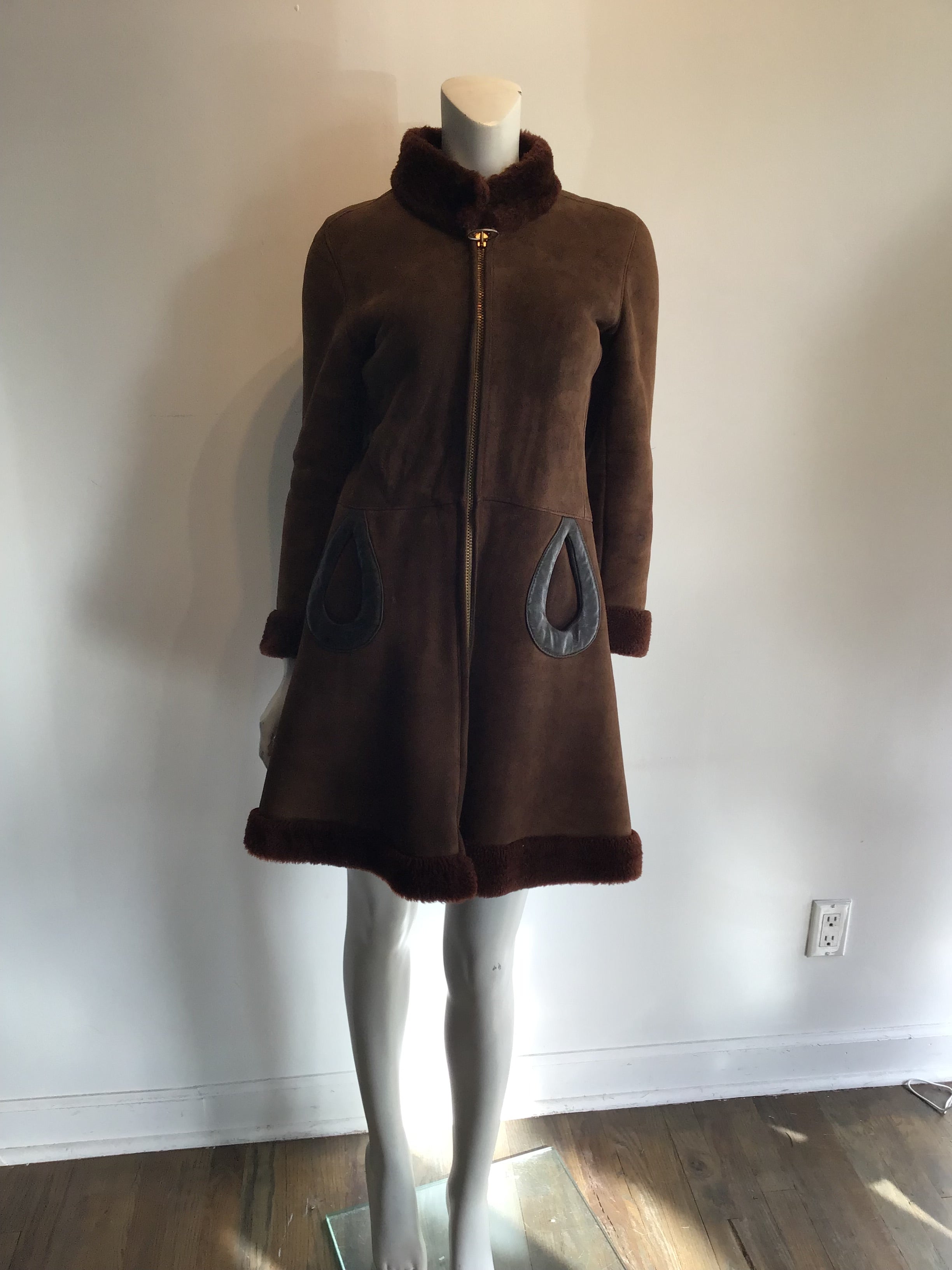 Late 1960s Pierre Cardin Brown Suede Coat Size 6