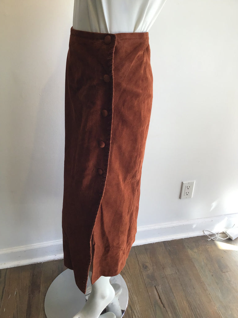 1990’s Carmel Suede Skirt with Buttons Size 8