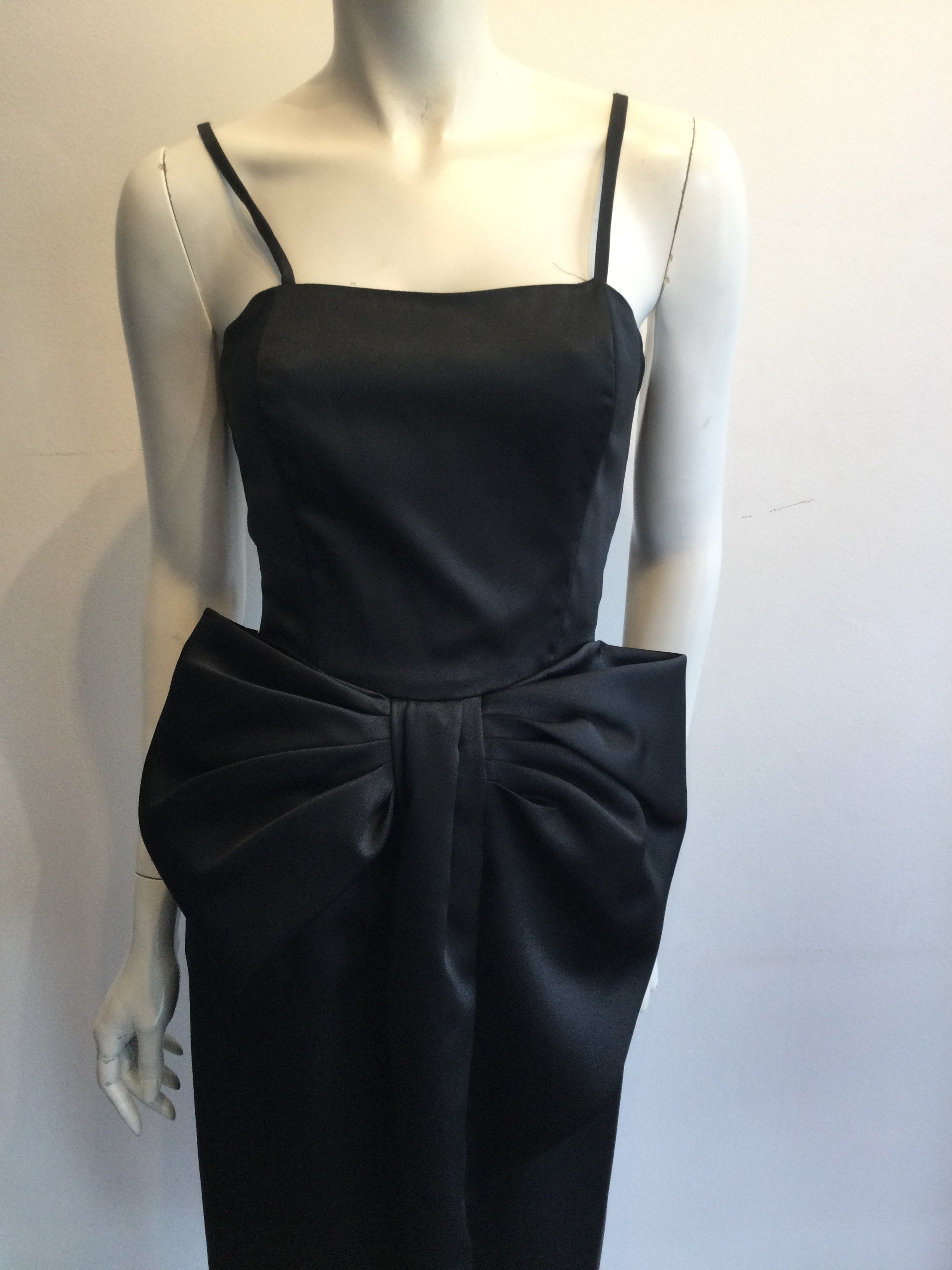 1980s Black Silk Victor Costa Evening Gown Size 4