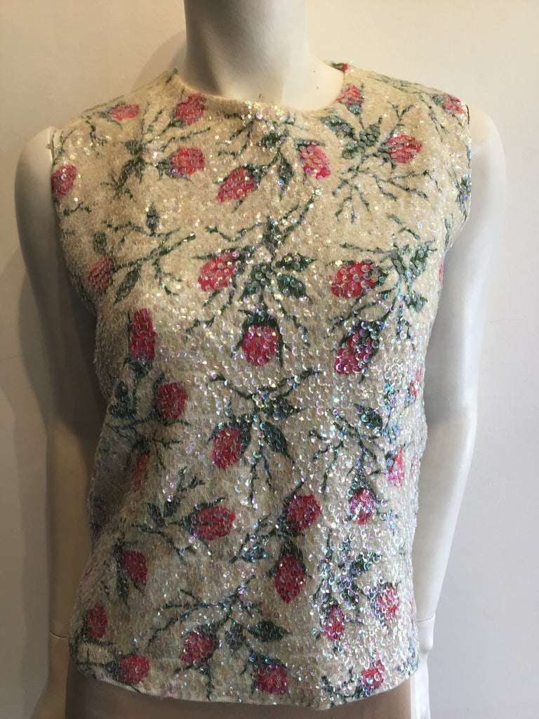 1960’s White Sequined Top Size 6
