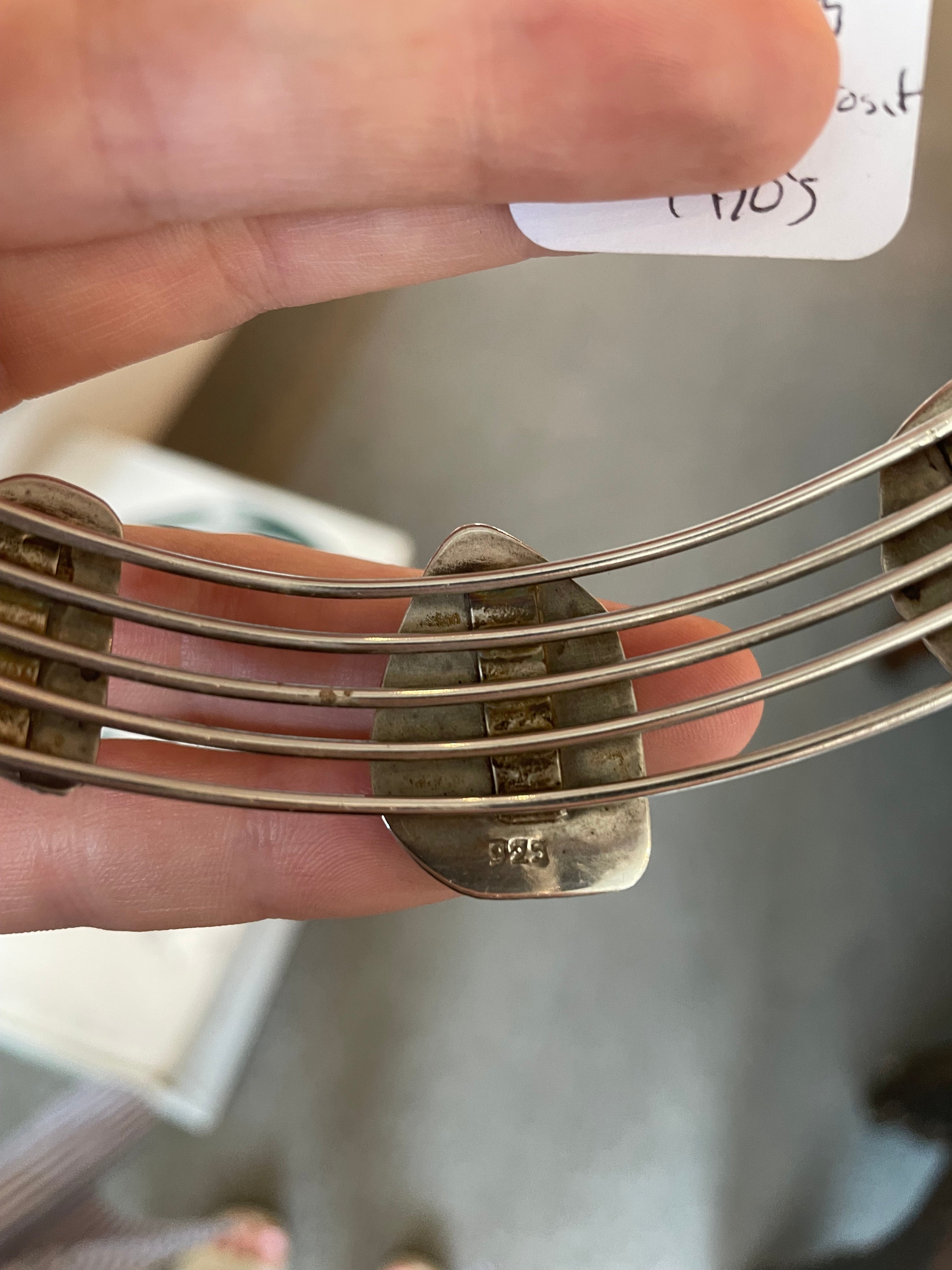 Vintage 1980s Mexican Sterling and Rhodochrosite Collar Necklace