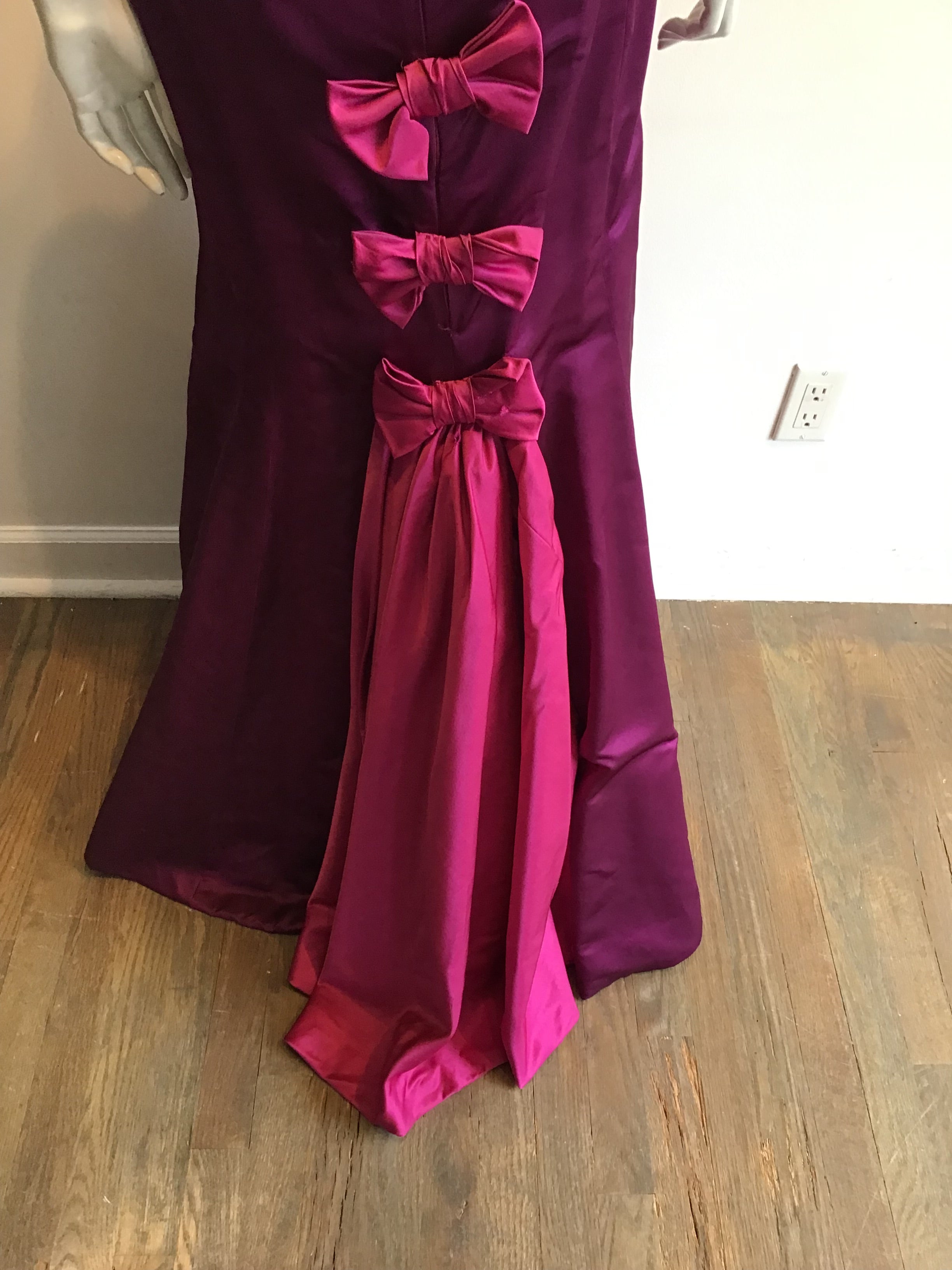 1980’s Plum Silk Satin Evening Gown Size 10