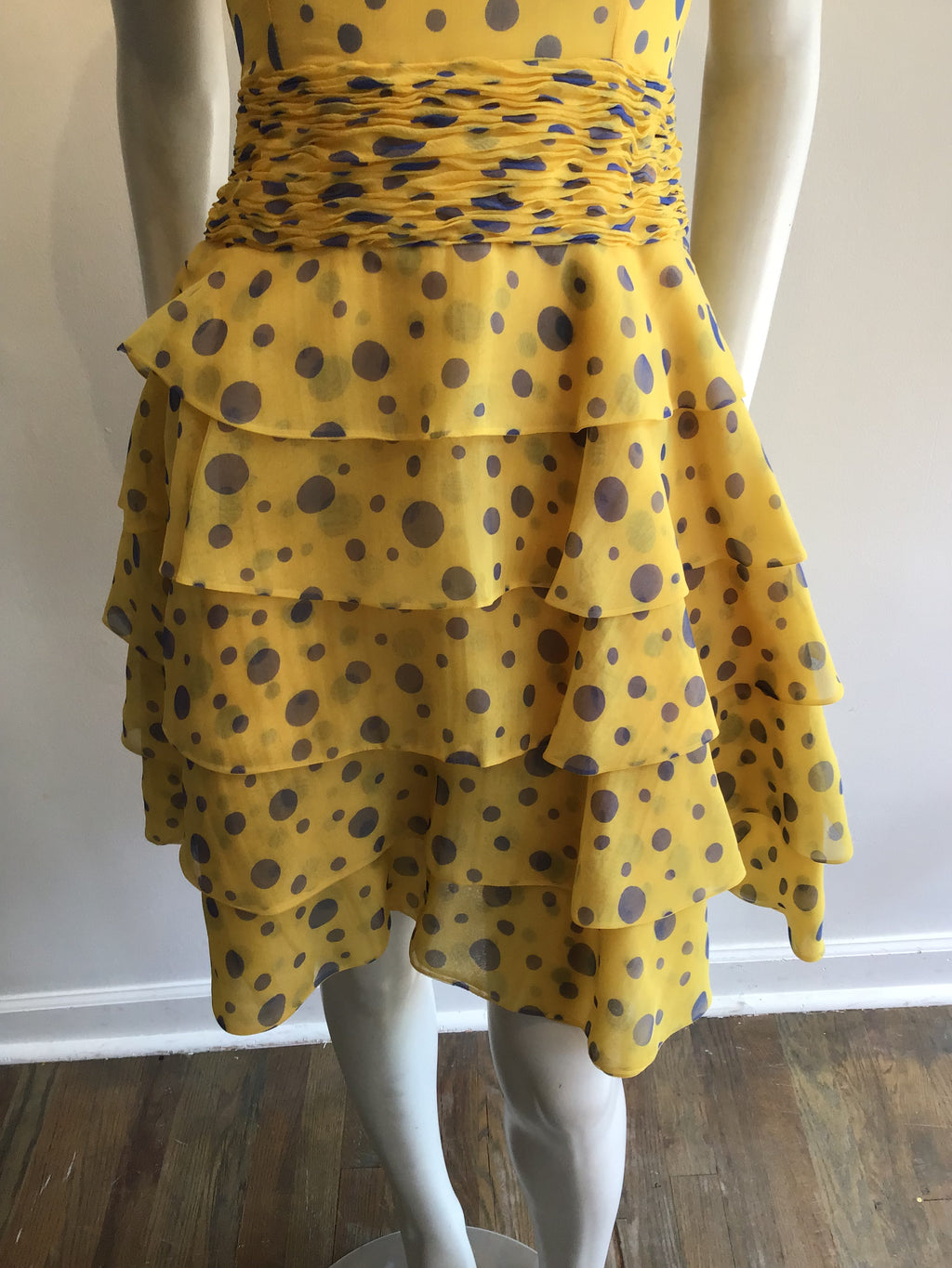 1980’s Valentino Silk Chiffon Yellow Dress Size 10
