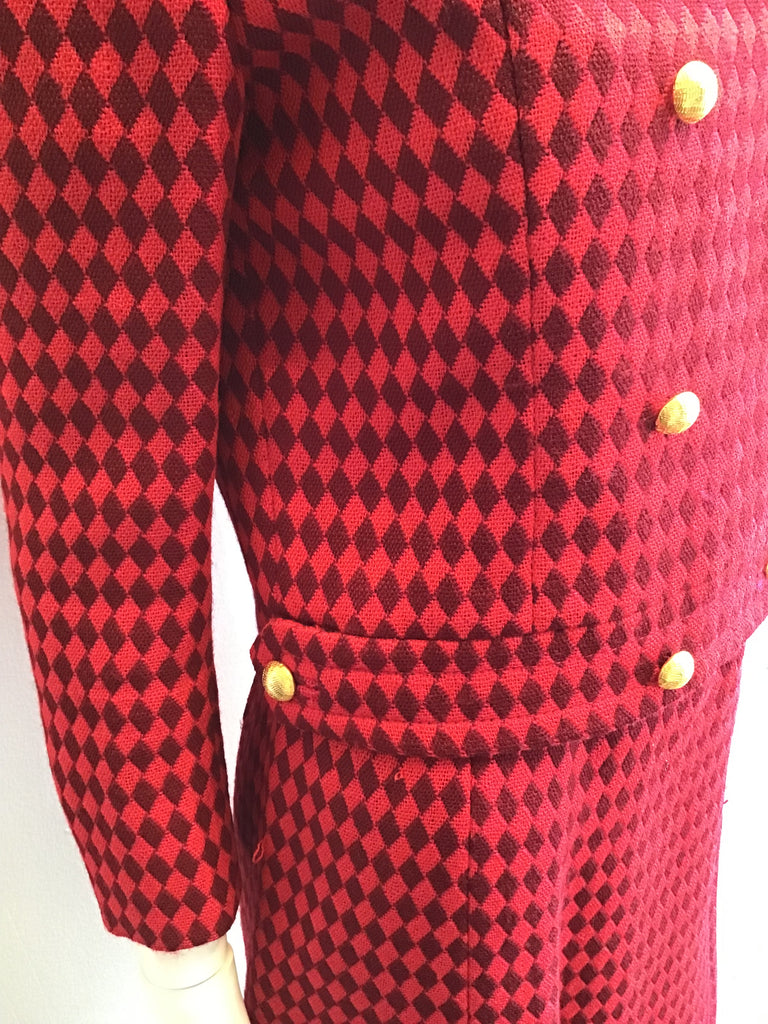 1960s Red and Black Wool Suit by Rose Bertin of Zurich Size 8