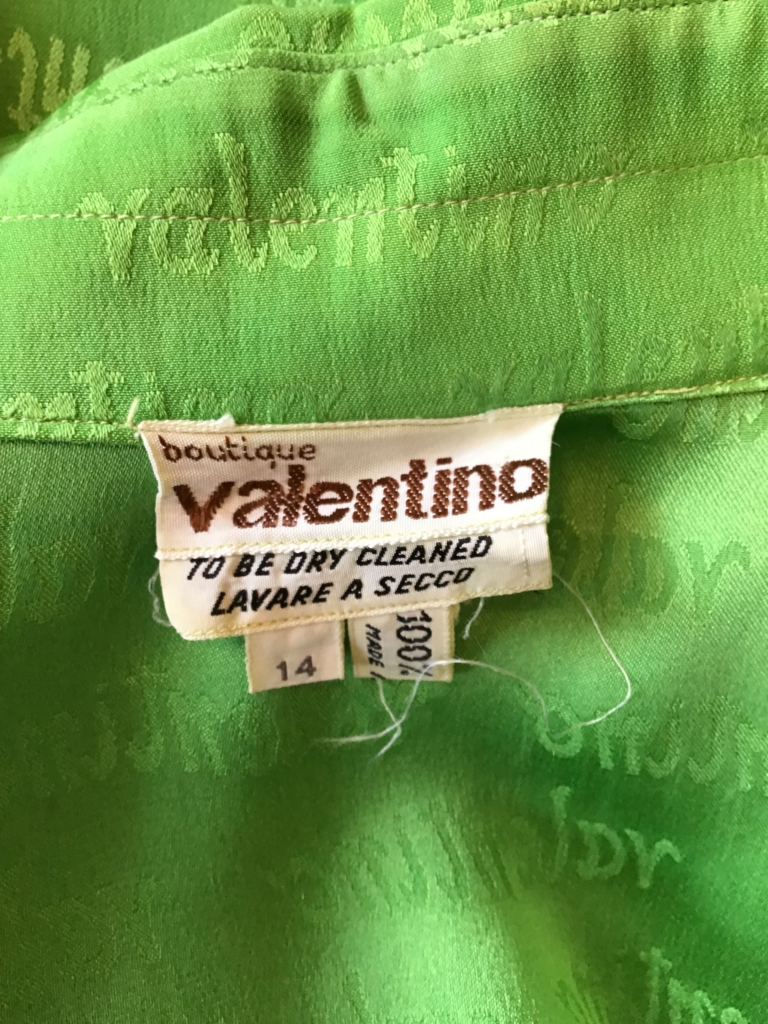 1970’s Valentino Green Silk Blouse Size 6